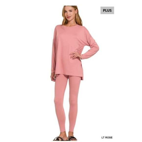 Zenana Outfitters Pants - NWOT Zenana Brushed DTY Microfiber Loungewear Set Size 2X Lt Rose